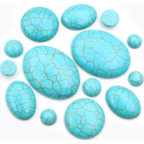 New Fashion 10mm 12mm 25mm naturelle Turquoise Material Flat Back Cabochons Cameo