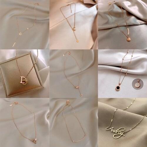 Stainless Steel Necklace for Women Pendant Necklace Crystal Butterfly Pendant Chain Gold Jewelry Wholesale