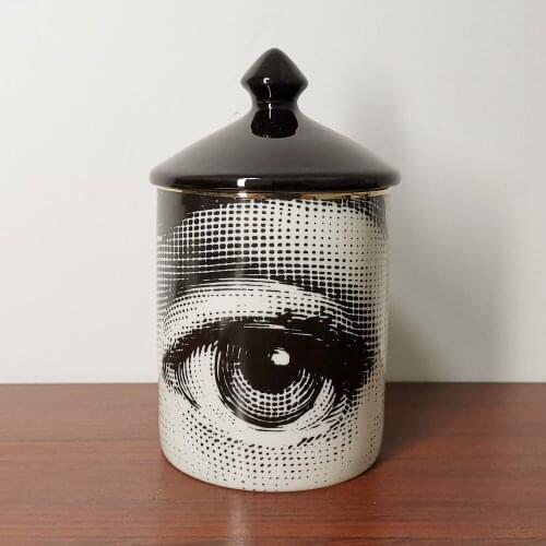 Black Lid Candle Holder Diy Handmade Candles Jar Lady Face Storage Bin Box Ceramic Craft Home Decor Jewelry Container