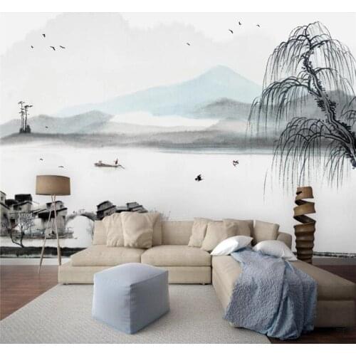 Custom wallpapers, Jiangnan Mountain, water, ink, landscape, wall paper, mural, decorative waterproof material