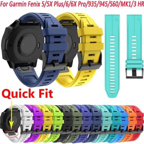 26 22mm Watchband For Garmin Fenix 6 6X Pro 5 5X Plus 3HR Silicone Band Fenix6 Fenix5 Watch Quick Release Easyfit Wrist Strap