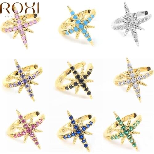 ROXI Colorful Ear Cuff Micro Zircon Earrings For Women 925 Sterling Silver Ear Clip No Ear Hole Earring For Girl Wedding Jewelry
