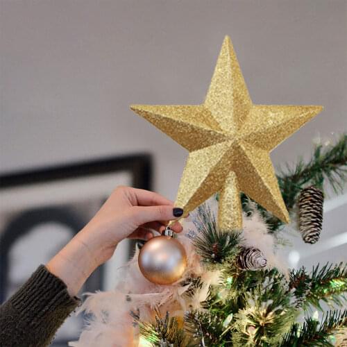 Christmas Tree Top Star Five-Pointed Star Pendant Christmas Tree Toppers For Christmas Party Decoration PlasticChristmas Pendant