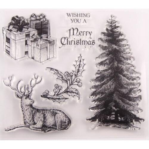 Christmas Tree Deer Transparent Clear Silicone Stamp Seal DIY Scrapbook Rubber Stamping Coloring Embossing Diary Decor Reusable
