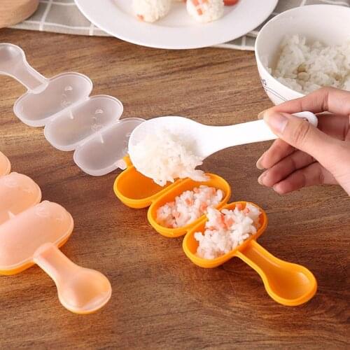 Hand-held Rice Ball Maker DIY Rice Ball Tool Sushi Maker Cute Expression Rice Ball Shaker with Rice Paddle Children Lunch Maker