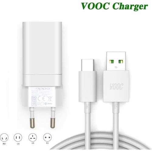 5V 4A Fast VOOC charger For oppo find x R17 R17PRO Reno Mobile phone VOOC charger usb c type-c cable