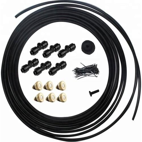 Black Outdoor Misting Cooling System Kit for Garden Patio Watering Irrigation Fog Misting spray Lines 6 M-18 M System