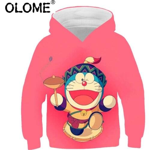 Anime Girls Hoodies Spring Children Sweatshirt Oversized Teenager Hoodies OLOME Cotton Boys Pullover Top Kids Novelty Clothing