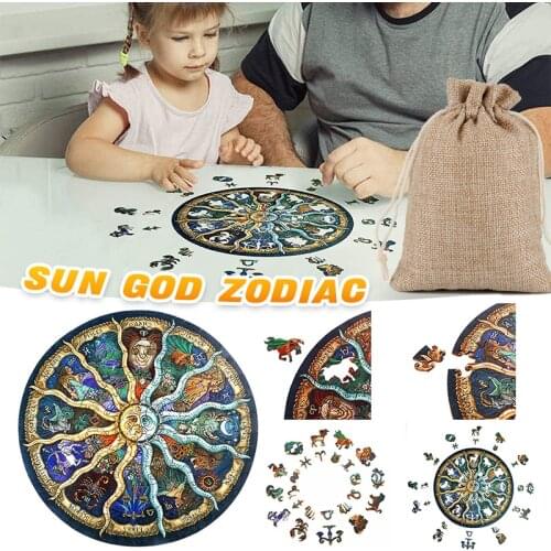 Unique Twelve Constellations Wooden Puzzles Wood DIY Jigsaw Puzzle Crafts For Adults Children Educational Toys Puzzle Games Gift