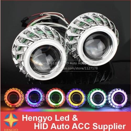 New 12V 2.8'' Universal Car styling Dual Angel Eyes HID Double Light Lens For H1/H4/H7/9005/9006 3000LM 6 colors Free Shipping