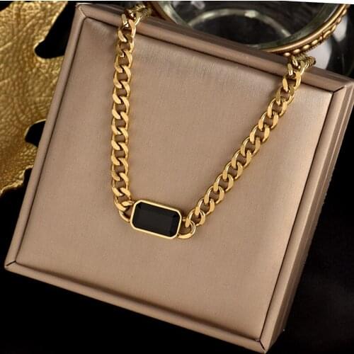 316L Titanium stainless steel inserts No fading chain Upscale jewelry black Necklace fashion charm Light luxury gift women