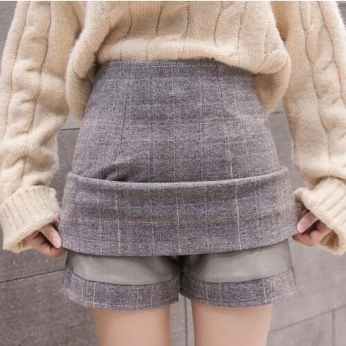 Thicken Woolen Skirt Women Autumn Winter Hight Waist Mini Plaid Skirts Female Warm Wool Boots Skirt Faldas Plus Size Jupe Femme