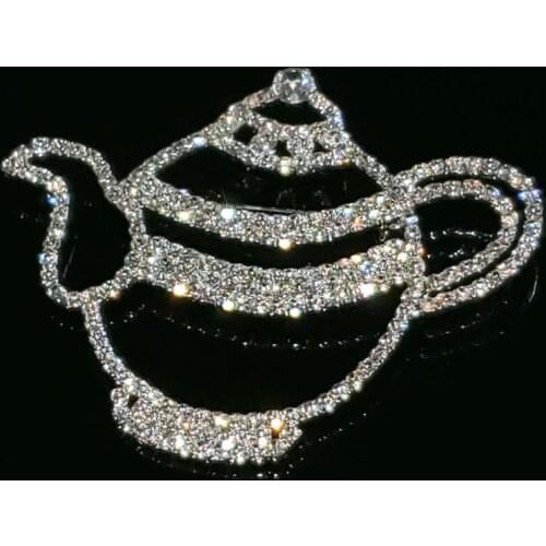Fancy Design of Handmade Bling-bling "Teapot" Lapel Pin Unique Gift for Ladies' Fashion Brooch Jewelry&Accessories Wholesale