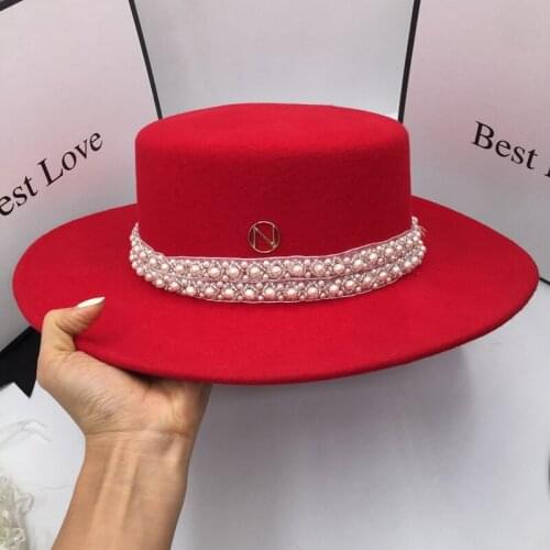 During the spring and autumn winter new wool red Big eaves gift hat for women French free shipping tide fedoras