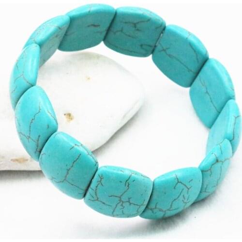 Fashion Statement Women Bracelet Blue Turkey Turquoises Calaite Stone Beads Charms Bracelets Bangle Party Gifts Jewelry 6cm A551