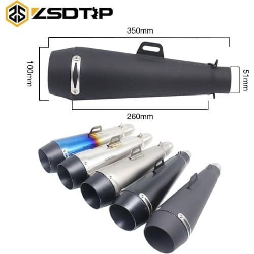 ZSDTRP 51mm Motorcycle M4 Exhaust Pipe Moto Escape GP Pot Scooter For M4 For Most Dirt Bike Cross ATV Slip on Moto