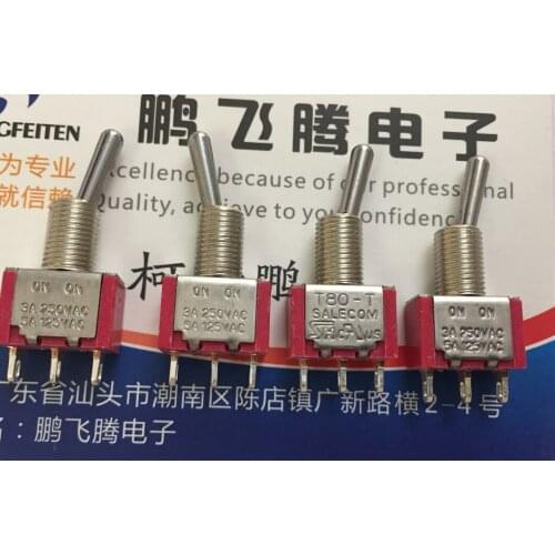 1PCS Taiwan Xinghan SH T8013-SEBQ T80-T toggle switch 3 feet 2 gear shaking head rocker arm toggle switch silver contact