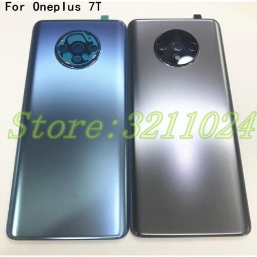100% Original Glass Back Battery Cover 6.55" For Oneplus 7T 1+7T Housing Door With Camera Lens Glass Replacement parts