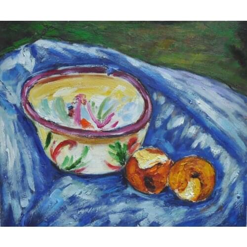 100% Handmade Abstract Oil Painting on Canvas Chicken in a Nest (Poule dans un nid) by Alfred Henry Maurer Horizontal