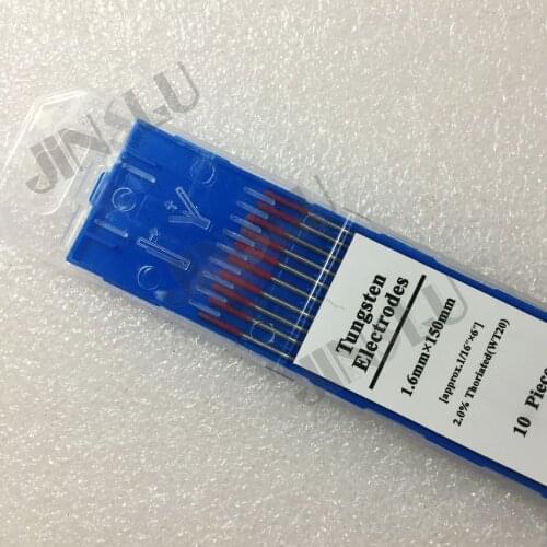 2% red tip WT20 Thorium Tungsten electrode 10PCS 1.6m +10PCS 2.0mm length 150mm, for TIG welding