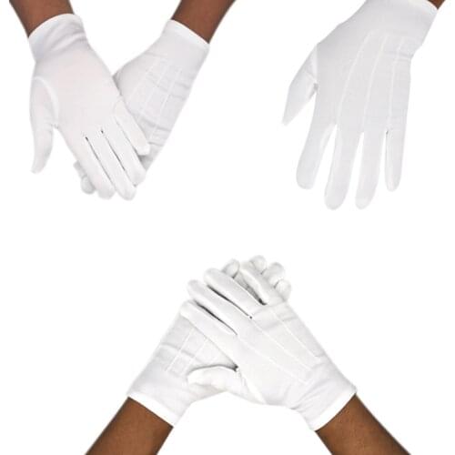 5 pairs of white polyester performance driver security parade celebration flag raising reception etiquette thin gloves