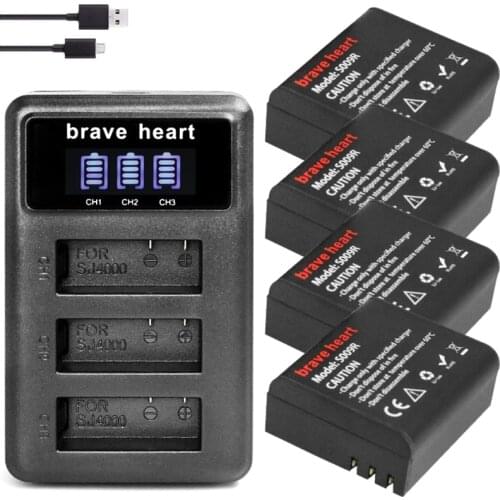 4x sj4000 battery with case +bateria sj 4000 battery pack for SJCAM sj4000 sj5000 sj5000x sj6000 sj7000 sj8000 sj9000 M10 camera