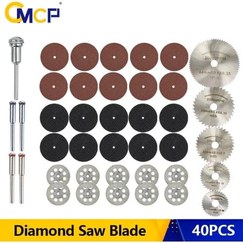 CMCP 40pcs Diamond Cutting Discs Circular Saw Blade Woodworking Metal Cutting Disc For Dremel Mini Drill Rotary Tool Accessories