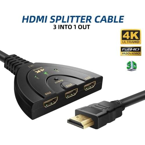 ANMONE 4K*2K 3D Mini 3 Port HDMI-compatible Switch 1.4b 4K Switcher Splitter 1080P 3 in 1 out Port Hub for DVD HDTV Xbox PS3 PS4