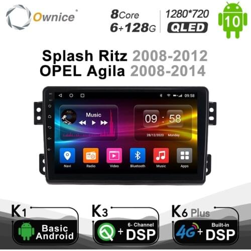 6G+128G Android 10.0 Ownice Autoradio 2Din for SUZUKI Splash Ritz 2008-2012/OPEL Agila 2008-2014 Car Radio Auto GPS Multimedia