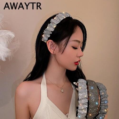 AWAYTR Crystal Headbands Fashion Women Hair Accessories Headdress Padded Rhinestone Hairband Hair Band Hoops Sparkly Headwear