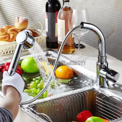 Lead free pull out kitchen faucet PVD chrome silver swivel kitchen sink Mixer tap kitchen faucet vanity faucet cozinha KF794