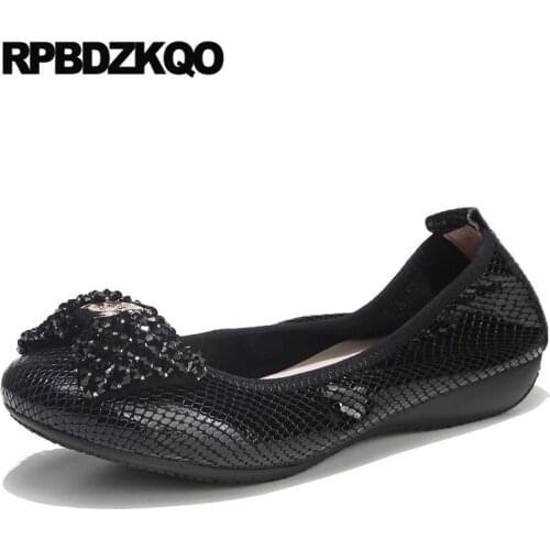 Large Size Bow China Soft Ballet Flats Women Ballerina Black Crystal 10 Blue Shoes Rhinestone Comfortable 11 Diamond Maternity