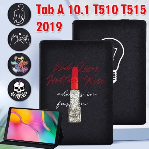 Tablet Case for Samsung Galaxy Tab A 10.1 Inch 2019 Printed Pattern Tablet Holder Leather Case for SM-T510 T515