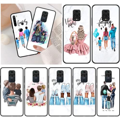Baby mother Brown little girl family Tempered Glass Soft Edge Cover for Redmi Note 9 9T 9S 8T 7 8A 9A 9C Note 10 Pro MAX 5G Case
