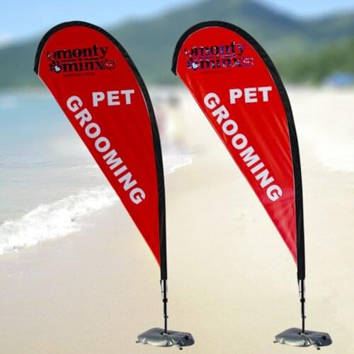 Teardrop Outdoor Flying Banner Flag Promotion Advertising Polyester Beach Flags fiberglass flagpoles