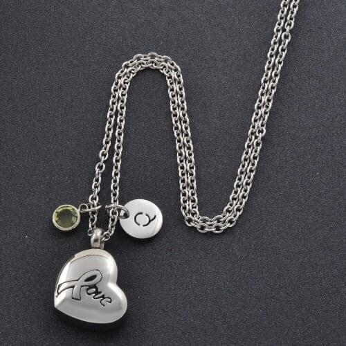 IJMD0042 Stainless Steel Necklace Heart LOVE Commemorative for Ashes Urn Cremation Keepsakes Pendant Jewelry