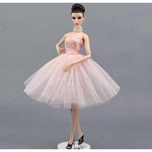 1:6 Classic Pink Accessories Lace Princess Tutu Dress for Barbie Doll Clothes Party Gown Vestido Baby 1/6 BJD Dollhouse Toy Gift