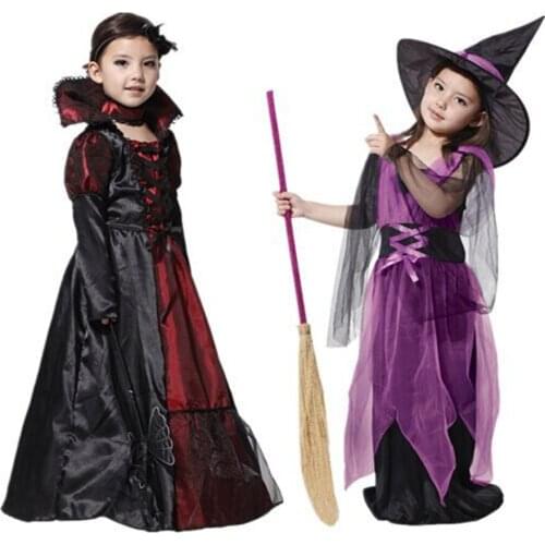 Cos Childrens Day Queen Costume Witch Devil Long Skirt Stand-Up Collar Witchchild Female Vampire