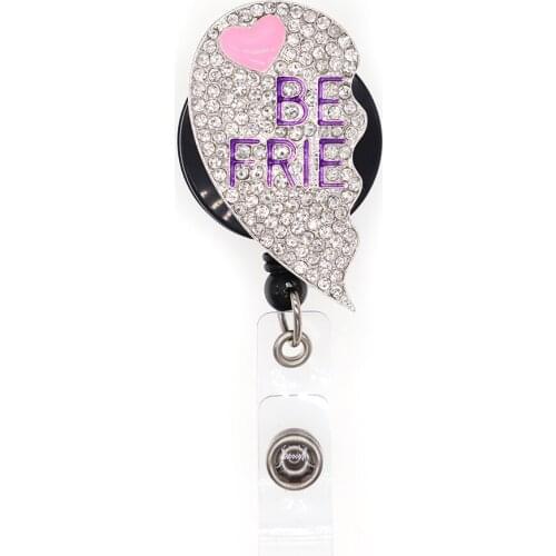 Best Friends Rhinestone Retractable Badge holder With Heart For Nurse Gift ID Card Badge Holder