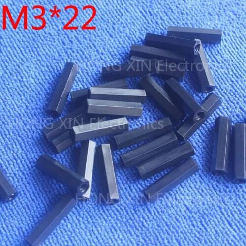 M3*22 22mm 100pcs black nylon Black Nylon Hex Female-Female Standoff Spacer Threaded Hexagonal Spacer Standoff Spacer brand new