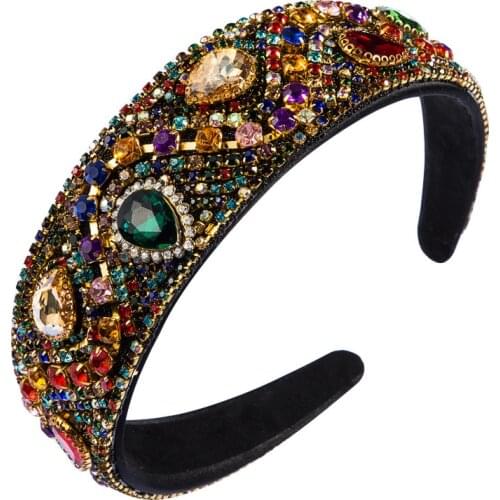 Multiple Styles Baroque Colorful Crystal Headbands For Women Luxury Rhinestone Hairband Elegant Head Hoop Girls Hair Accessories
