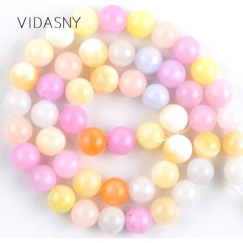 Natural Stone Multicolor Jades Round Beads For Jewelry Making 4 6 8 10 12mm Spacer Loose Beads Diy Bracelet Necklace 15