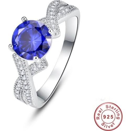 New Fashion 100% Pure 925 Sterling Silver Oval Blue Sapphire Rings Luxury Engagement Tanzanite Stone Finger Rings Fine