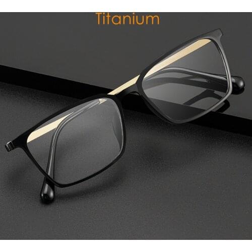 KatKani New Mens Ultra-Light Business Pure Titanium Plastic Steel Glasses Frame Myopia / Hyperopia Optical Glasses Frame S5009