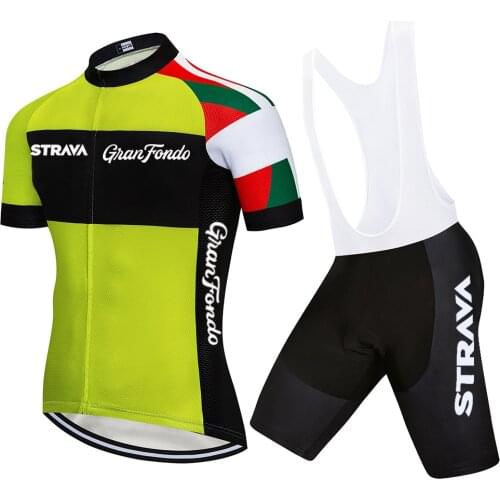 New 2021 TEAM STRAVA Cycling Jersey 20D MTB Bike Shorts Set Ropa Mens Summer Quick Dry BICYCLING Shirts Maillot Culotte Wear