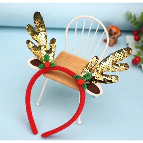 Christmas Antlers Bear Head Hair Hoop Lovely Christmas Decoration Kids Adult Headband Headwear Cosplay for Party DIY Decoration