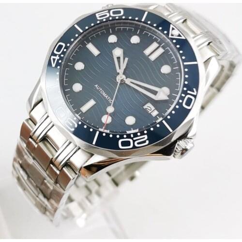 Luxury 41mm Mechancial Men Watch Sapphire Glass NH35 MIYOTA Movement Steel Band Ceramic Bezel transparent back Date Function