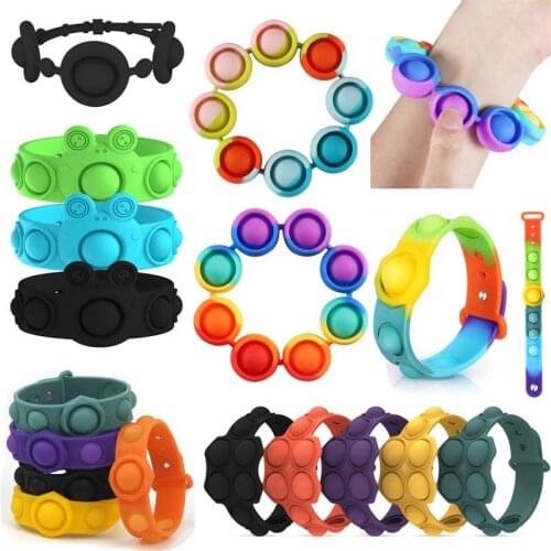 Bubble Push Fidget Sensory Toy Stress Relief Bubble Bracelet Wearable Sensory Wristband Toys Silicone Bracelet Push Bubble Toy