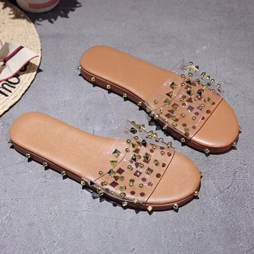 Summer Clear Wedge Shoes 2020 New Brand Bohemia Style Heels Women Sandals Transparent Female Slippers Rivet Open Flip Flops 43