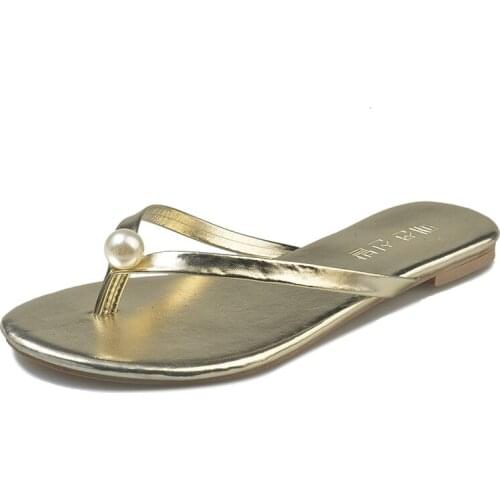 New Summer Women Shoes Woman Flip Flops Female Comfort Cool Casual Shoes Solid Gold Silver Pearl Beach Flip Flop Slides Slipper